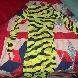 FASHION NOVA NEON ZEBRA DRESS SIZE L